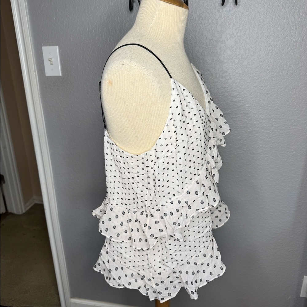 Polka Dot Ruffle White Top - Picture 2 of 5